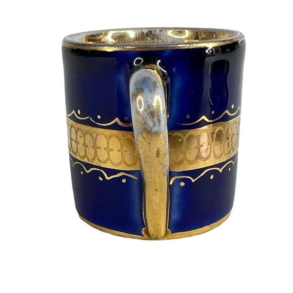 Miniature Royal Vienna Ackerman & Fritze Tea Cup & Saucer Cobalt Blue Demitasse - Picture 5 of 12